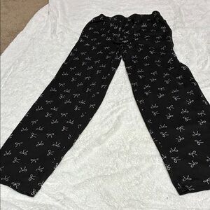 Black Pants with White Bow Pattern